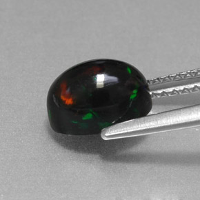 1,38 ctw natürlicher mehrfarbiger Schwarzer Opal, Oval Schliff, Lichtundurchlässig