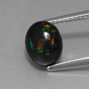 1,58 ctw natürlicher mehrfarbiger Schwarzer Opal, Oval Schliff, Lichtundurchlässig