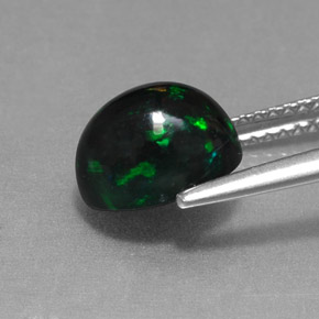 1,58 ctw natürlicher mehrfarbiger Schwarzer Opal, Oval Schliff, Lichtundurchlässig