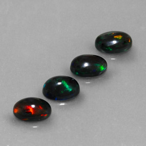  ct natürliche mehrfarbiger Schwarzer Opal-Edelsteine, Oval Schliff, Lichtundurchlässig