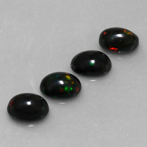  ct natürliche mehrfarbiger Schwarzer Opal-Edelsteine, Oval Schliff, Lichtundurchlässig