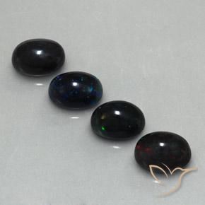 5.72ctw Natürlicher Mehrfarbig Schwarzer Opal, Oval, Lichtundurchlässig