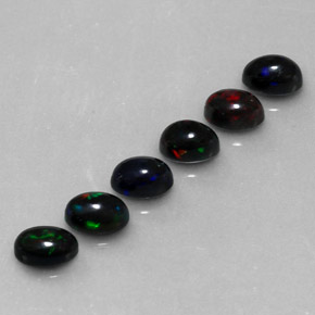  ct natürliche mehrfarbiger Schwarzer Opal-Edelsteine, Oval Schliff, Lichtundurchlässig