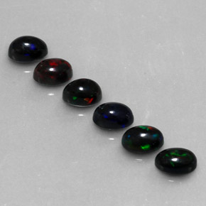  ct natürliche mehrfarbiger Schwarzer Opal-Edelsteine, Oval Schliff, Lichtundurchlässig