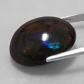 17,67 ctw natürlicher mehrfarbiger Schwarzer Opal, Oval Schliff, Lichtundurchlässig