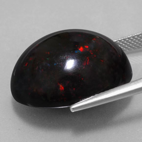 20,04 ctw natürlicher mehrfarbiger Schwarzer Opal, Oval Schliff, Lichtundurchlässig