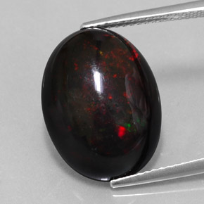 7,87 ctw natürlicher mehrfarbiger Schwarzer Opal, Oval Schliff, Lichtundurchlässig