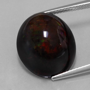 13,63 ctw natürlicher mehrfarbiger Schwarzer Opal, Oval Schliff, Lichtundurchlässig