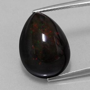 9,42 ctw natürlicher mehrfarbiger Schwarzer Opal, Birnenform, Lichtundurchlässig
