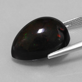 9,42 ctw natürlicher mehrfarbiger Schwarzer Opal, Birnenform, Lichtundurchlässig