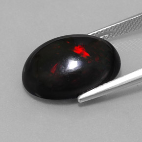5,63 ctw natürlicher mehrfarbiger Schwarzer Opal, Oval Schliff, Lichtundurchlässig