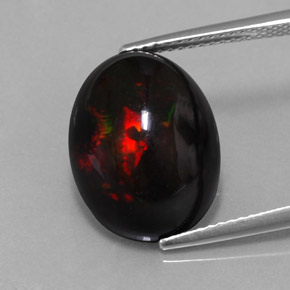 8,11 ctw natürlicher mehrfarbiger Schwarzer Opal, Oval Schliff, Lichtundurchlässig