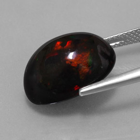 8,11 ctw natürlicher mehrfarbiger Schwarzer Opal, Oval Schliff, Lichtundurchlässig