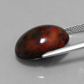 6,26 ctw natürlicher mehrfarbiger Schwarzer Opal, Oval Schliff, Lichtundurchlässig