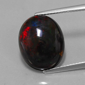 5,81 ctw natürlicher mehrfarbiger Schwarzer Opal, Oval Schliff, Lichtundurchlässig