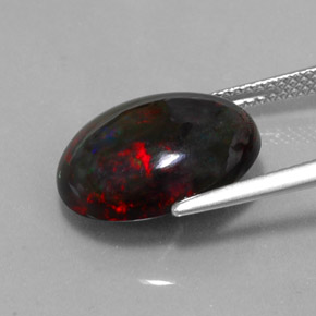 5,81 ctw natürlicher mehrfarbiger Schwarzer Opal, Oval Schliff, Lichtundurchlässig