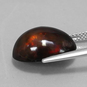 6,02 ctw natürlicher mehrfarbiger Schwarzer Opal, Oval Schliff, Lichtundurchlässig