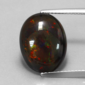 3,17 ctw natürlicher mehrfarbiger Schwarzer Opal, Oval Schliff, Lichtundurchlässig