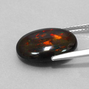 3,17 ctw natürlicher mehrfarbiger Schwarzer Opal, Oval Schliff, Lichtundurchlässig