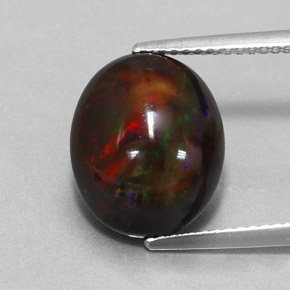 4,31 ctw natürlicher mehrfarbiger Schwarzer Opal, Oval Schliff, Lichtundurchlässig