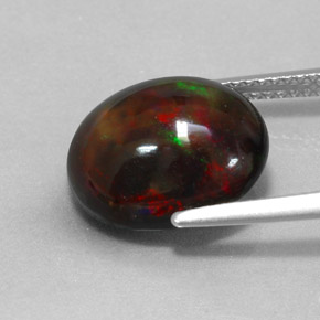 4,31 ctw natürlicher mehrfarbiger Schwarzer Opal, Oval Schliff, Lichtundurchlässig