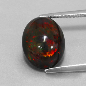 3,73 ctw natürlicher mehrfarbiger Schwarzer Opal, Oval Schliff, Lichtundurchlässig