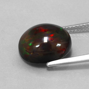 3,84 ctw natürlicher mehrfarbiger Schwarzer Opal, Oval Schliff, Lichtundurchlässig