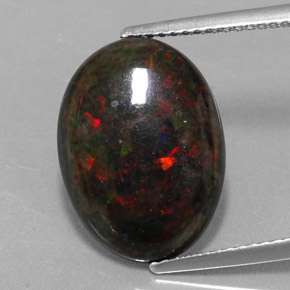 3,60 ctw natürlicher mehrfarbiger Schwarzer Opal, Oval Schliff, Lichtundurchlässig