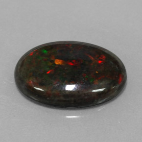 3,60 ctw natürlicher mehrfarbiger Schwarzer Opal, Oval Schliff, Lichtundurchlässig