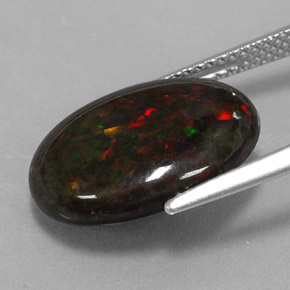 3,60 ctw natürlicher mehrfarbiger Schwarzer Opal, Oval Schliff, Lichtundurchlässig