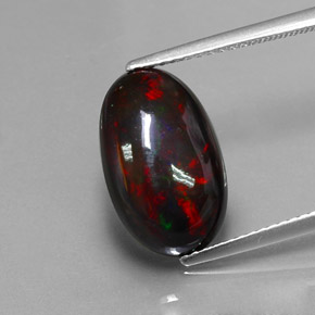 3,80 ctw natürlicher mehrfarbiger Schwarzer Opal, Oval Schliff, Lichtundurchlässig
