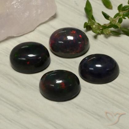 5,81 ct natürliche roter Schwarzer Opal-Edelsteine, Oval Schliff, Lichtdurchlässig