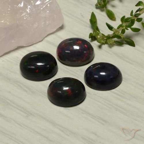 5,81 ct natürliche roter Schwarzer Opal-Edelsteine, Oval Schliff, Lichtdurchlässig