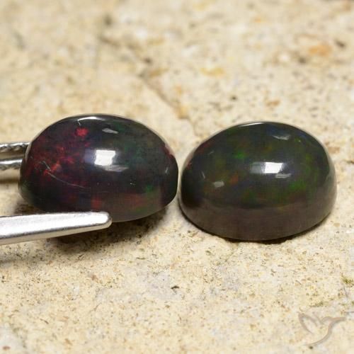 3.64 ct natürliche Mehrfarbig Schwarzer Opal-Edelsteine, Oval, Lichtdurchlässig