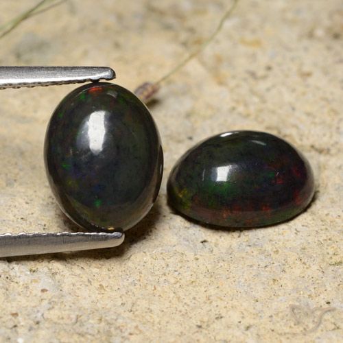 2.35ctw Natürlicher Mehrfarbig Schwarzer Opal, Oval, Lichtdurchlässig
