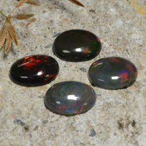 3,25 ct natürliche mehrfarbiger Schwarzer Opal-Edelsteine, Oval Schliff, Lichtdurchlässig