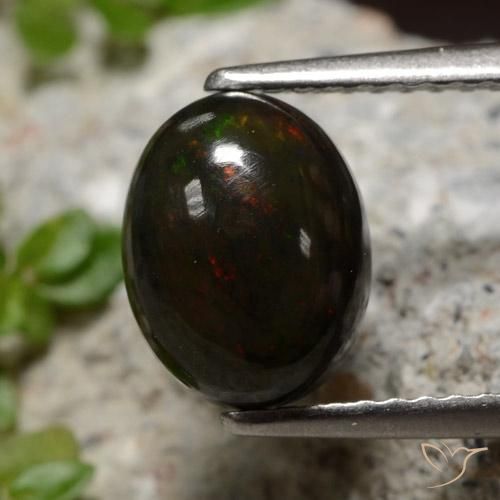 1.34ct Natürlicher Mehrfarbig Schwarzer Opal, Oval, Lichtdurchlässig