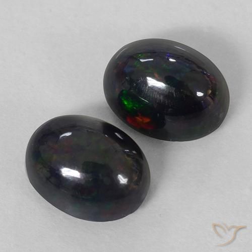 2.74 ct natürliche Mehrfarbig Schwarzer Opal-Edelsteine, Oval, Lichtundurchlässig