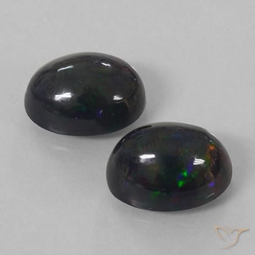 2.74 ct natürliche Mehrfarbig Schwarzer Opal-Edelsteine, Oval, Lichtundurchlässig