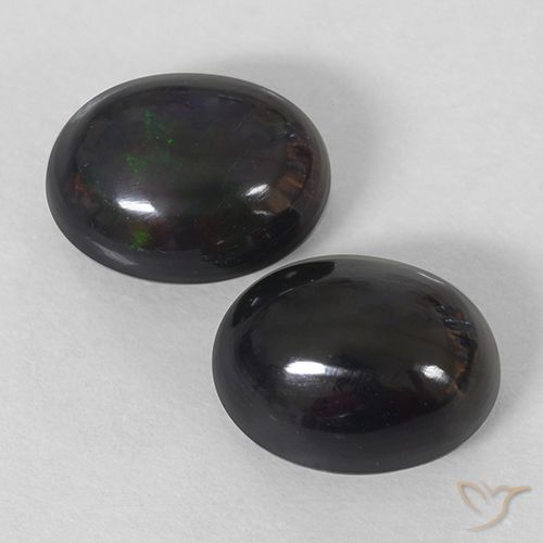 2.86ctw Natürlicher Mehrfarbig Schwarzer Opal, Oval, Lichtundurchlässig