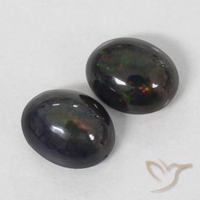2.40 ct natürliche Mehrfarbig Schwarzer Opal-Edelsteine, Oval, Lichtundurchlässig