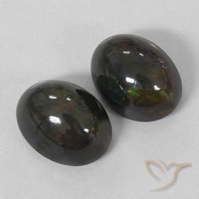 2.91 ct natürliche Mehrfarbig Schwarzer Opal-Edelsteine, Oval, Lichtundurchlässig