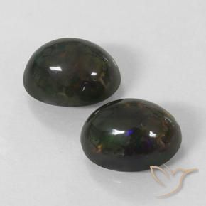 2.91 ct natürliche Mehrfarbig Schwarzer Opal-Edelsteine, Oval, Lichtundurchlässig