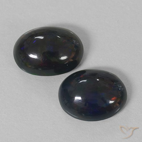 1.85ctw Natürlicher Mehrfarbig Schwarzer Opal, Oval, Lichtundurchlässig
