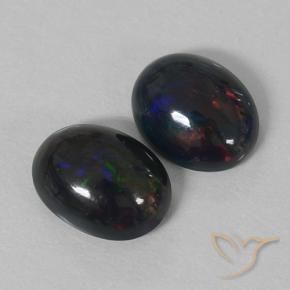 1.85 ct natürliche Mehrfarbig Schwarzer Opal-Edelsteine, Oval, Lichtundurchlässig