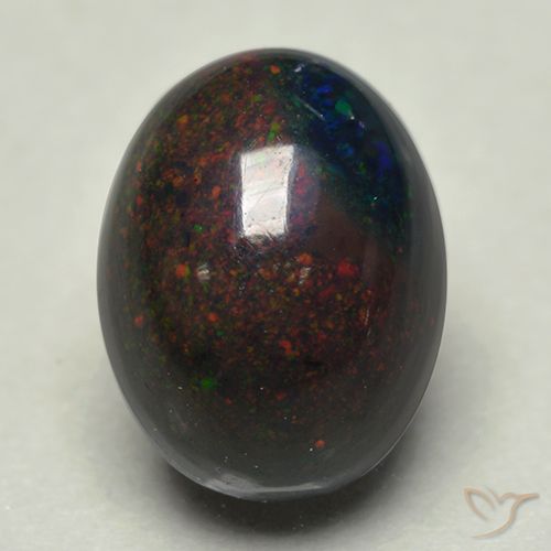 0,74 ctw natürlicher mehrfarbiger Schwarzer Opal, Oval Schliff, Lichtundurchlässig