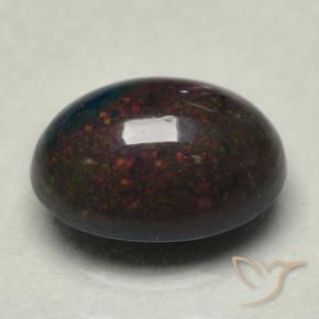 0,74 ctw natürlicher mehrfarbiger Schwarzer Opal, Oval Schliff, Lichtundurchlässig