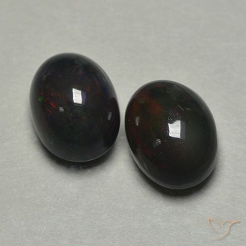1.74ctw Natürlicher Mehrfarbig Schwarzer Opal, Oval, Lichtdurchlässig