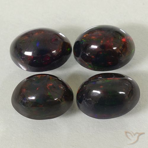 2.49ctw Natürlicher Mehrfarbig Schwarzer Opal, Oval, Lichtdurchlässig