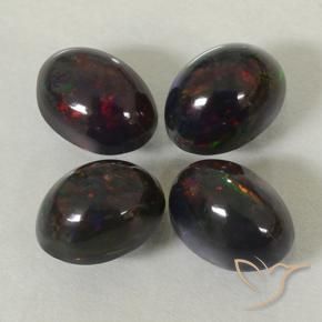 2.49 ct natürliche Mehrfarbig Schwarzer Opal-Edelsteine, Oval, Lichtdurchlässig